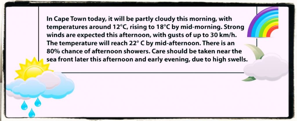 Weather Report an Example for English Students